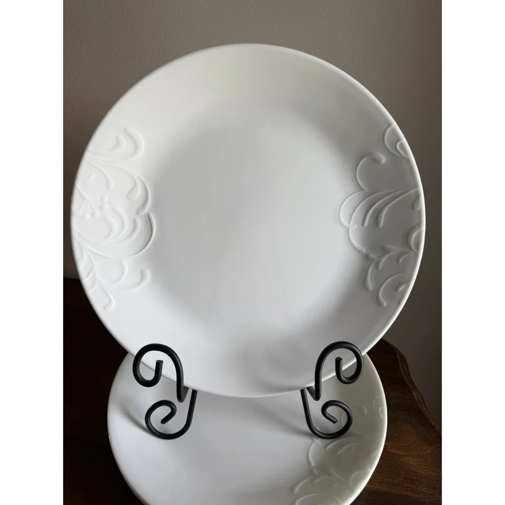 4 Corelle Cherish Embossed Dinner Plates Round 10-1/4